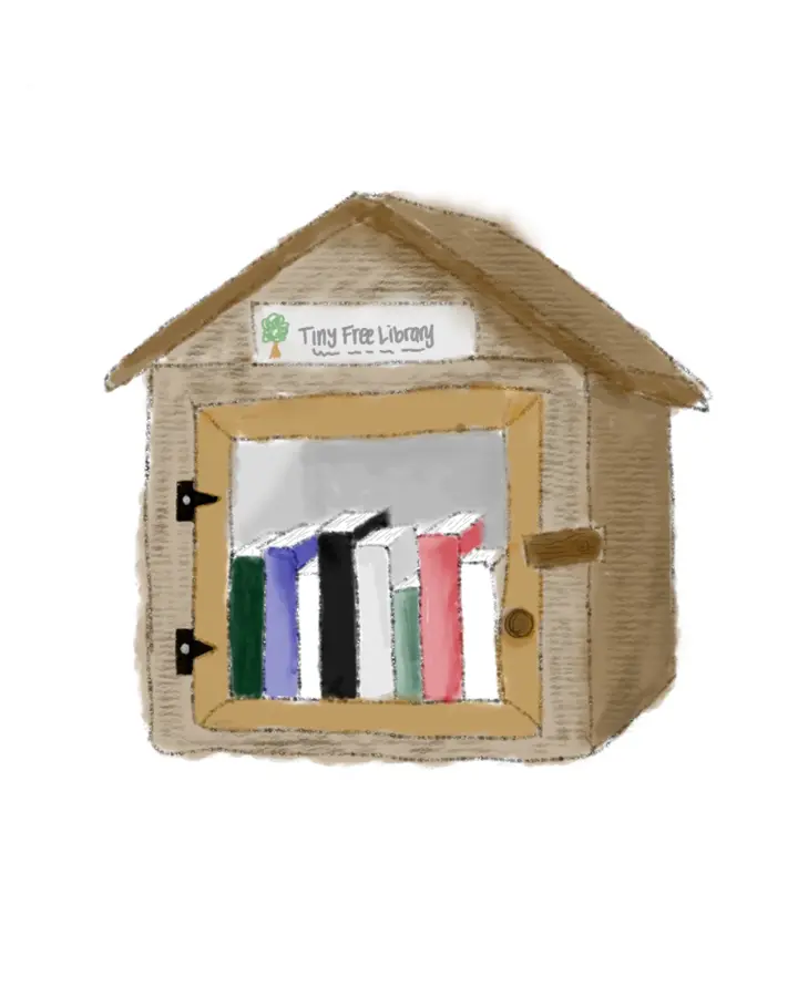 A little free library box full of books